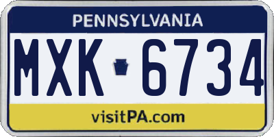 PA license plate MXK6734