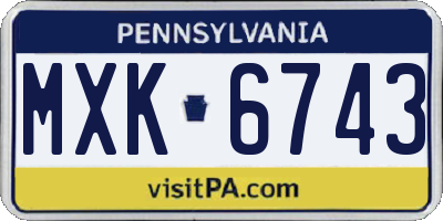 PA license plate MXK6743