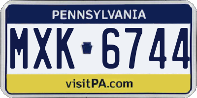 PA license plate MXK6744
