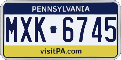 PA license plate MXK6745
