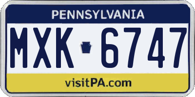 PA license plate MXK6747