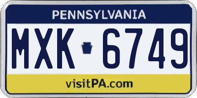 PA license plate MXK6749