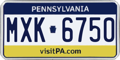 PA license plate MXK6750
