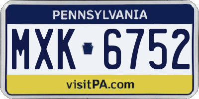 PA license plate MXK6752