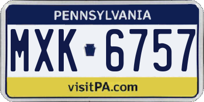 PA license plate MXK6757