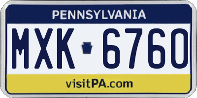 PA license plate MXK6760