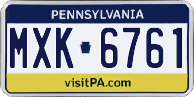 PA license plate MXK6761