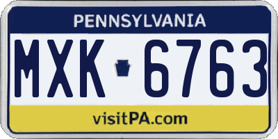 PA license plate MXK6763