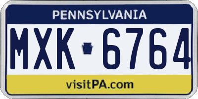 PA license plate MXK6764