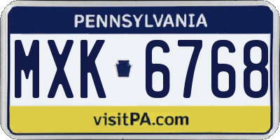 PA license plate MXK6768