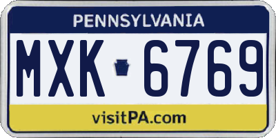 PA license plate MXK6769