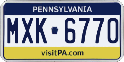 PA license plate MXK6770