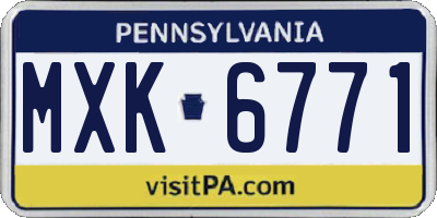 PA license plate MXK6771