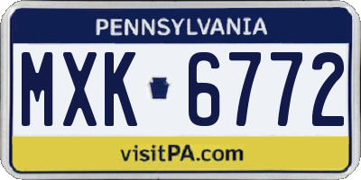 PA license plate MXK6772