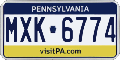 PA license plate MXK6774