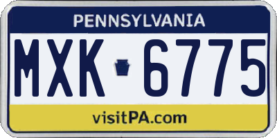 PA license plate MXK6775