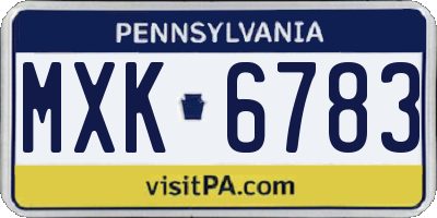 PA license plate MXK6783