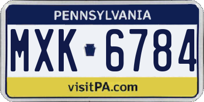 PA license plate MXK6784
