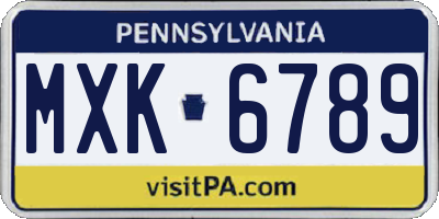PA license plate MXK6789