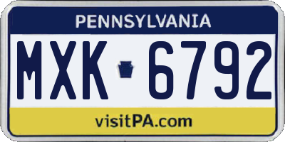 PA license plate MXK6792