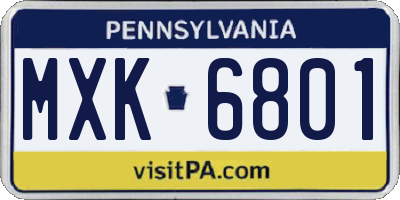 PA license plate MXK6801