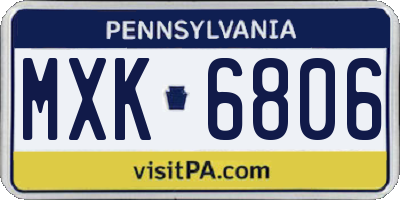 PA license plate MXK6806