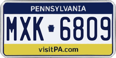 PA license plate MXK6809