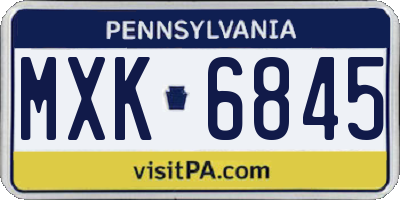 PA license plate MXK6845