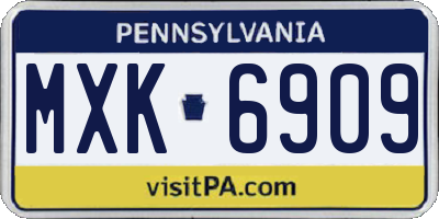 PA license plate MXK6909