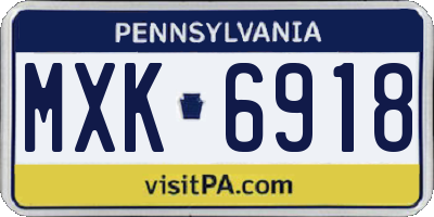PA license plate MXK6918