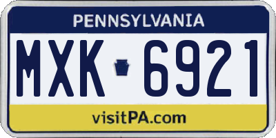 PA license plate MXK6921