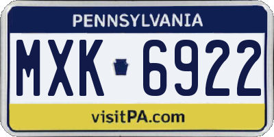 PA license plate MXK6922