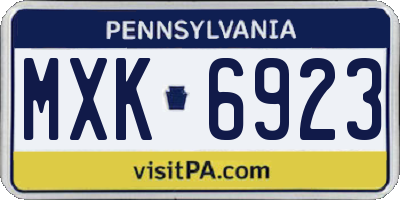 PA license plate MXK6923