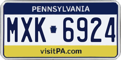 PA license plate MXK6924
