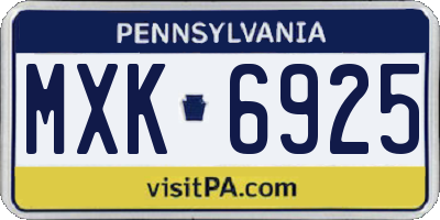 PA license plate MXK6925