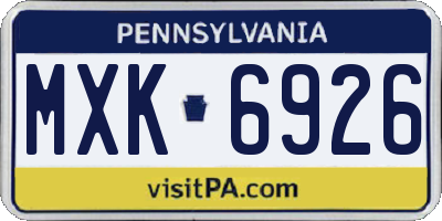 PA license plate MXK6926