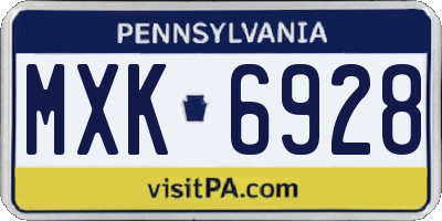 PA license plate MXK6928