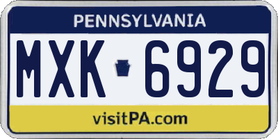 PA license plate MXK6929