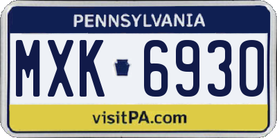 PA license plate MXK6930