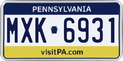 PA license plate MXK6931