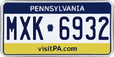 PA license plate MXK6932
