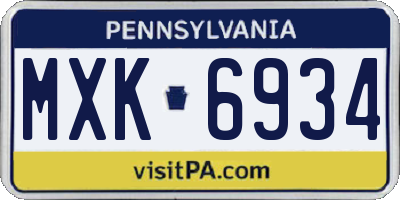 PA license plate MXK6934