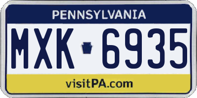 PA license plate MXK6935