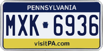 PA license plate MXK6936