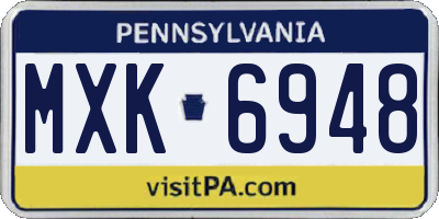 PA license plate MXK6948