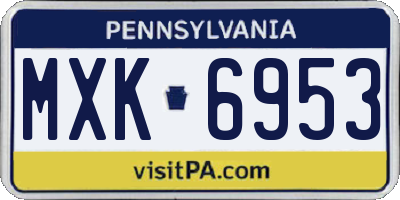 PA license plate MXK6953