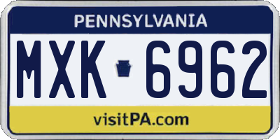 PA license plate MXK6962
