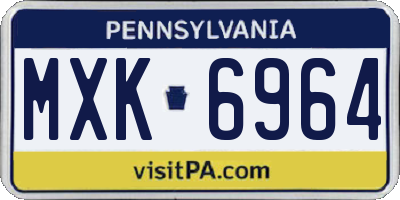 PA license plate MXK6964