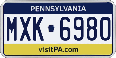 PA license plate MXK6980