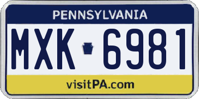 PA license plate MXK6981